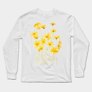 yellow daisies watercolour Long Sleeve T-Shirt